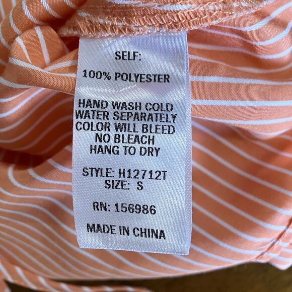 Cropped Blouse Orange & White Sz Small - Picture 9 of 9